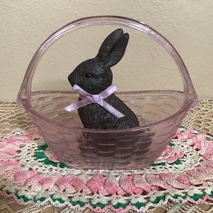 Longaberger Glass Easter Basket and Bunny